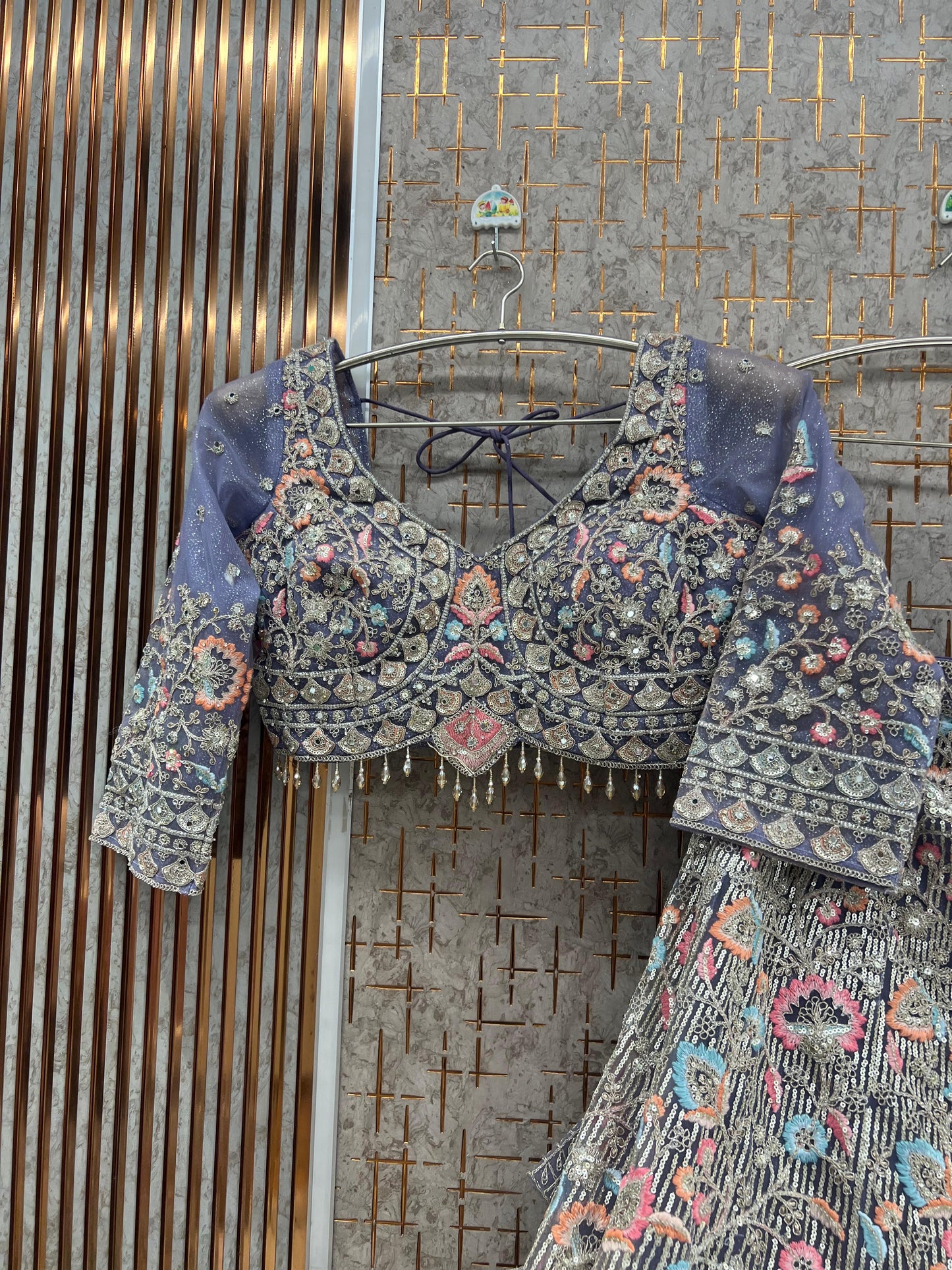 Blue Crop top Lehenga