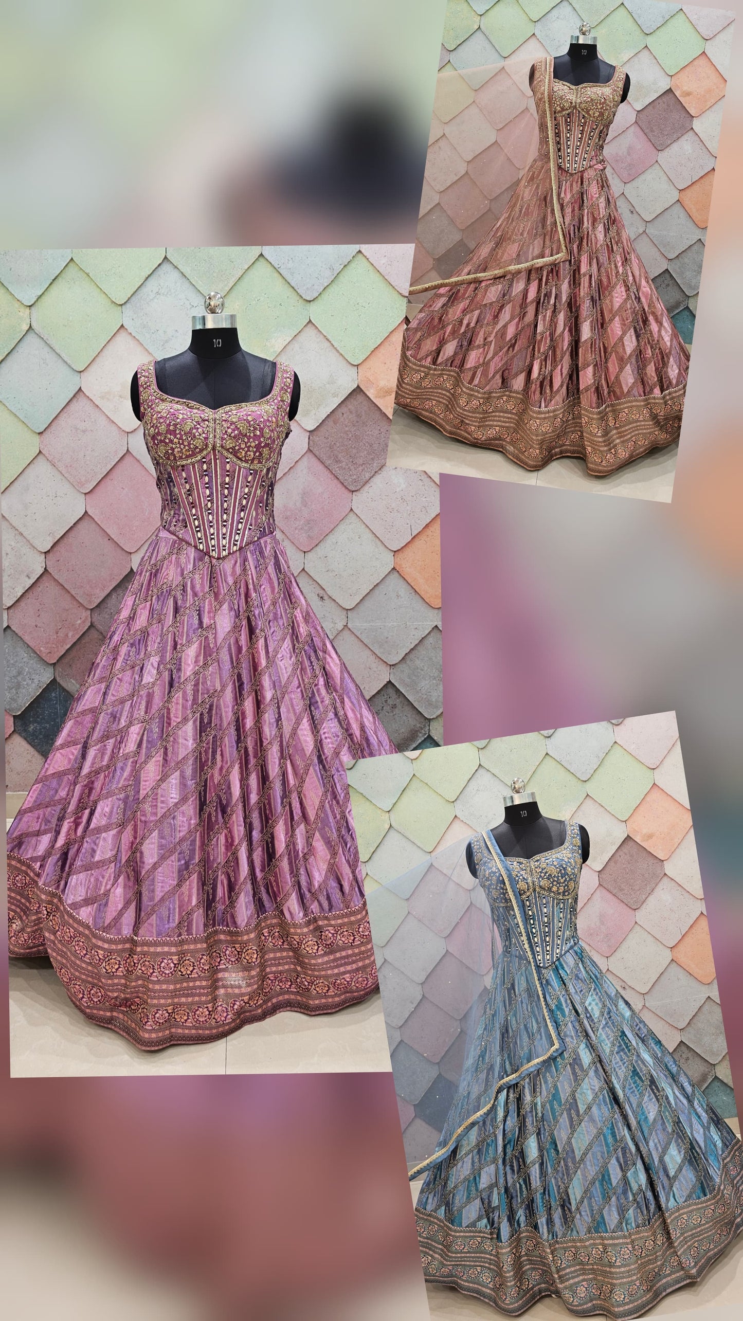 Blue Crop top Lehenga