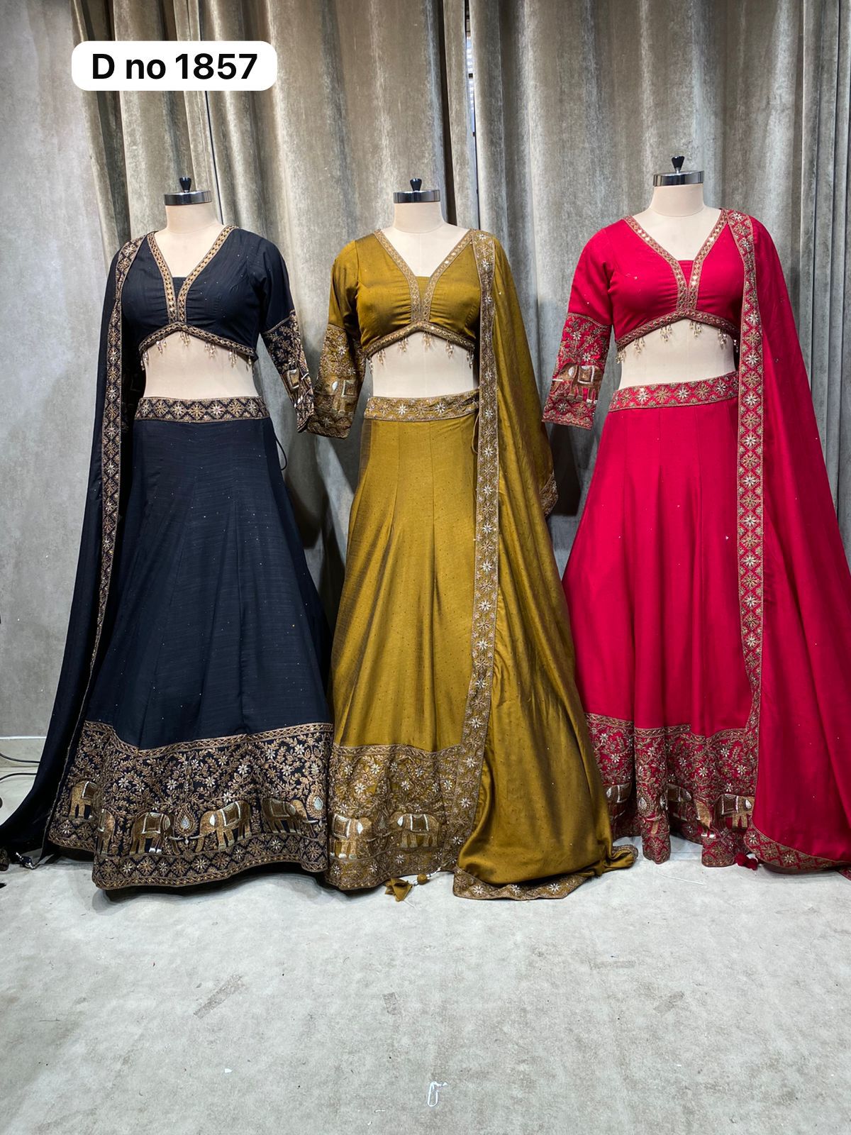 Black Mustard Red XL size Crop Top Lehenga
