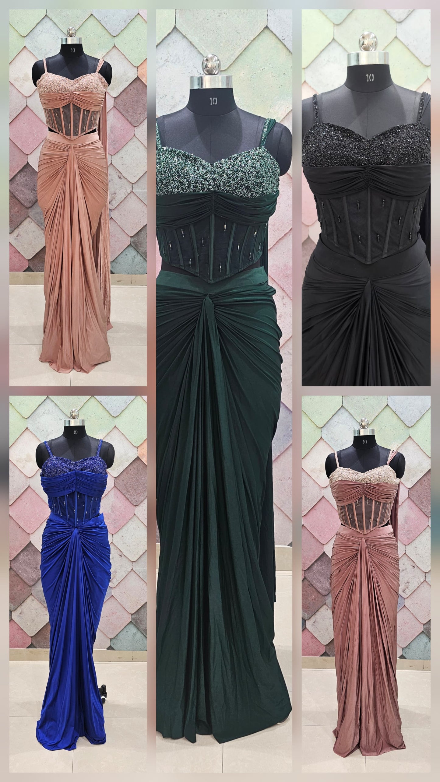 Dark green Drape Saree dress