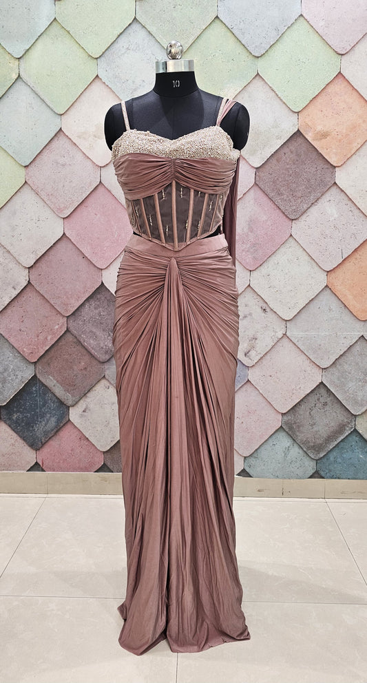 Brown Drape Saree dress