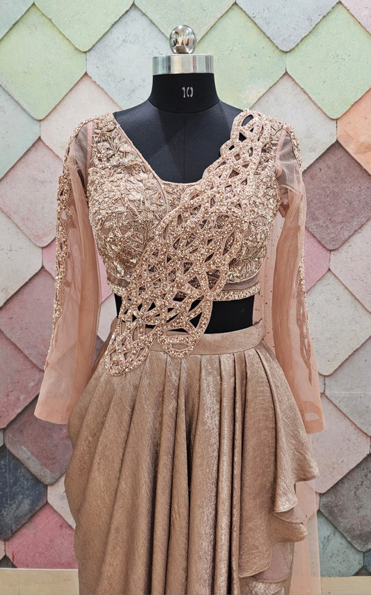 Brown Drape Saree dress