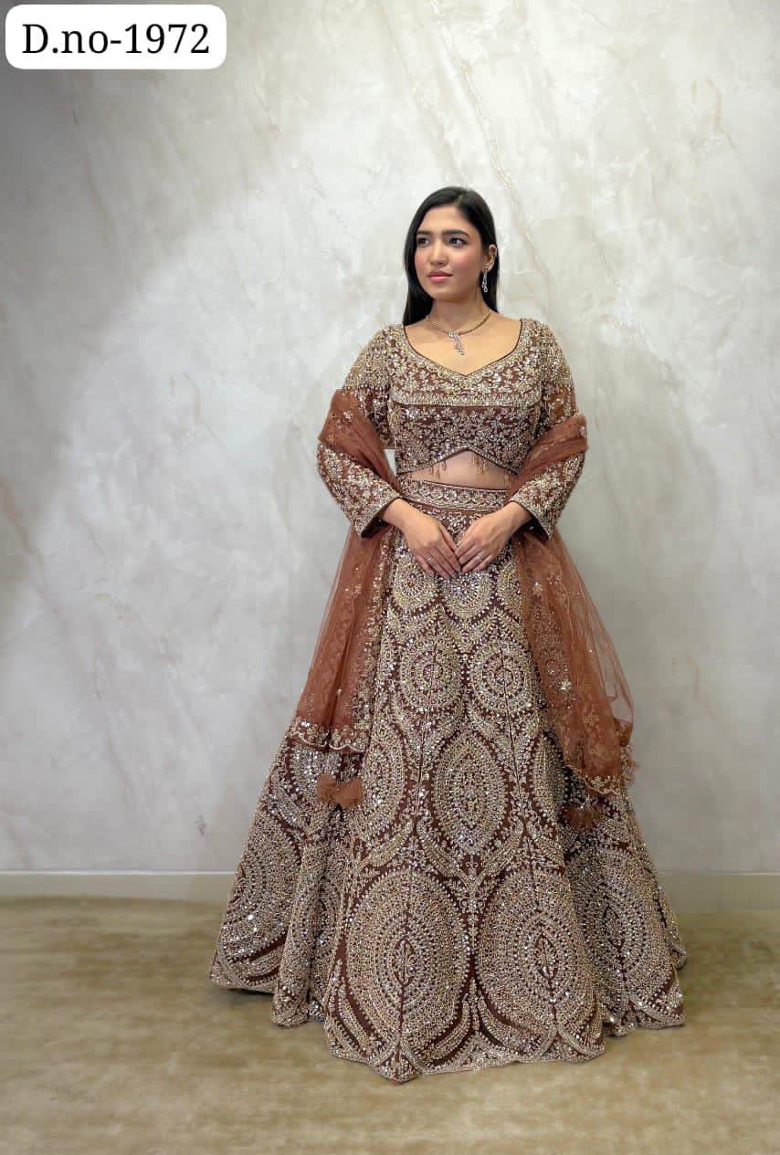 Brown Crop Top Lehenga