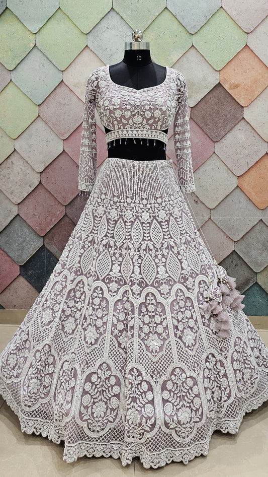 Lilac Crop top Lehenga