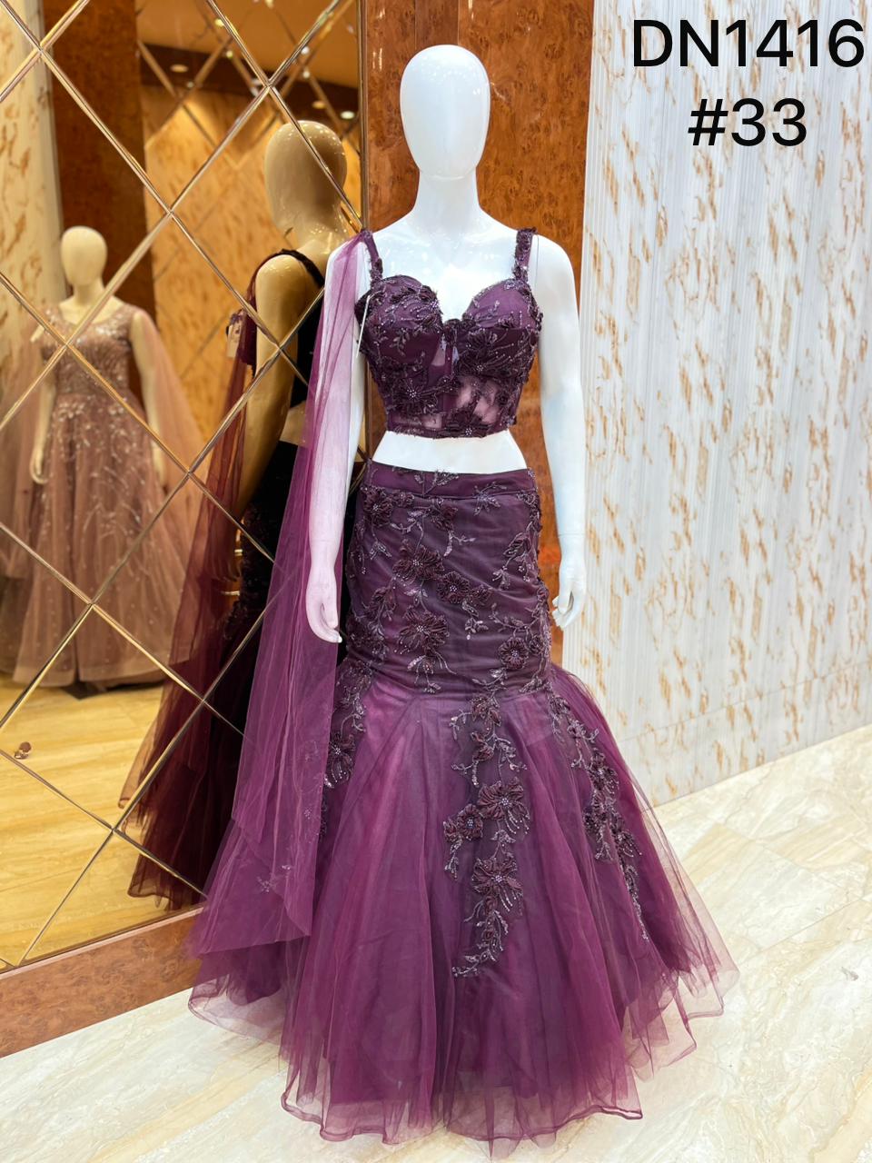 Purple Crop Top Lehenga