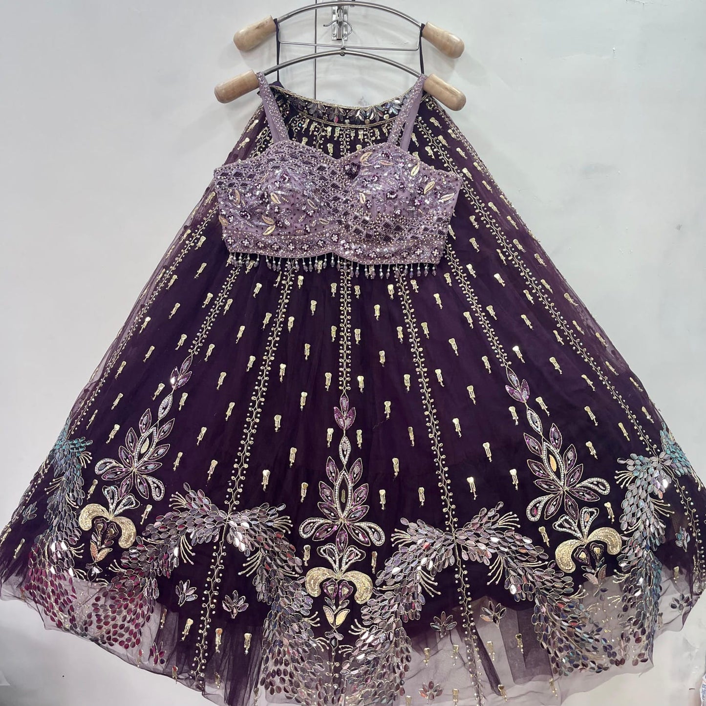 Green crop top lehenga