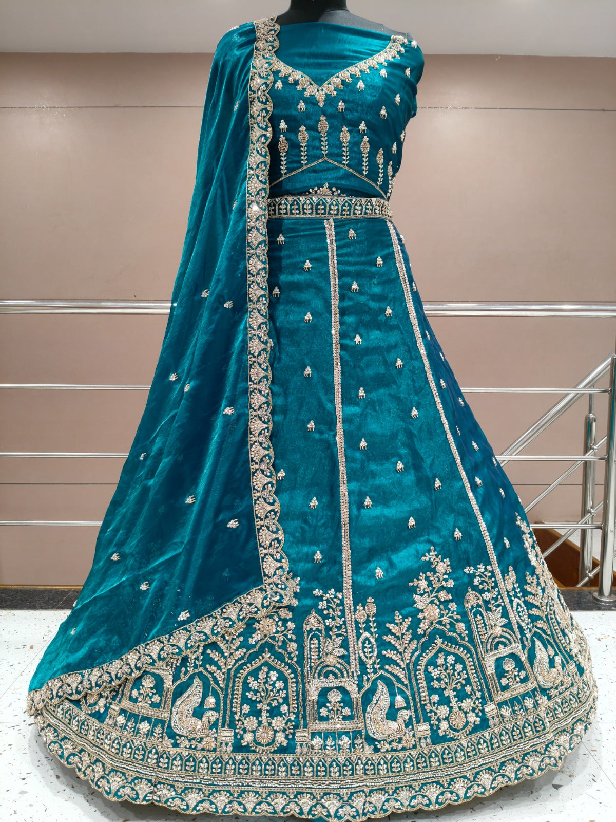 Hot pink Peacock Lehenga