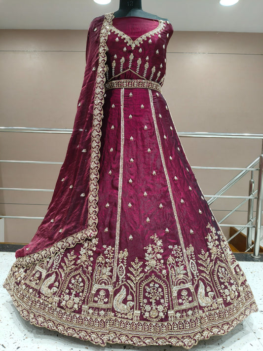 Rust Orange Peacock Lehenga