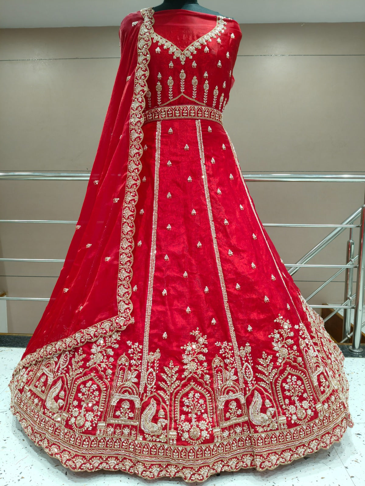 Rust Orange Peacock Lehenga