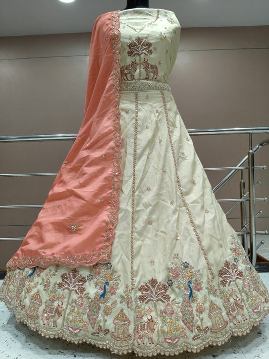 Yellow Haldi Mehendi Peacock Lehenga