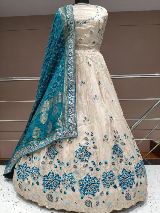 White Green Lehenga