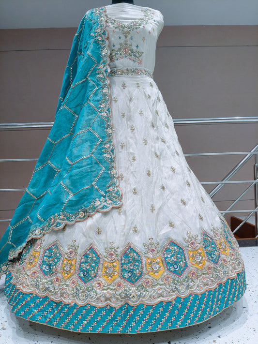 Rust Orange Double Shade Lehenga