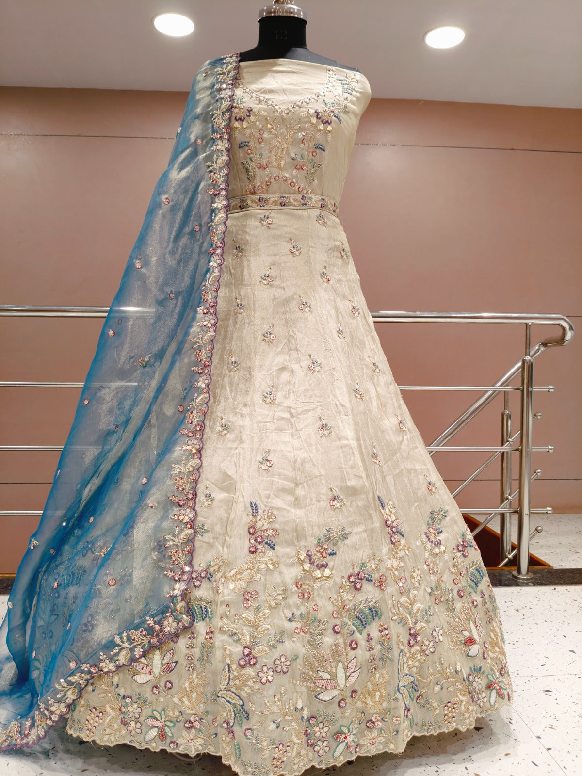 White Blue Lehenga