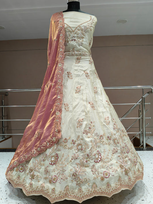 Pink White Lehenga