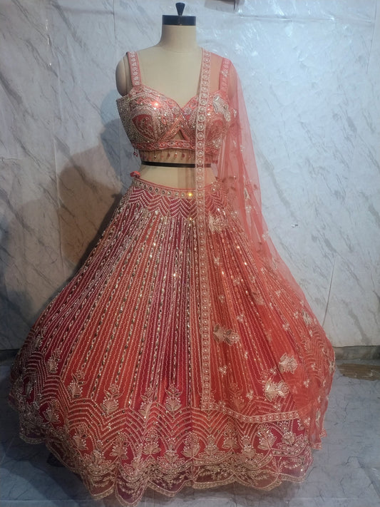 Pdp orange Crop Top Lehenga