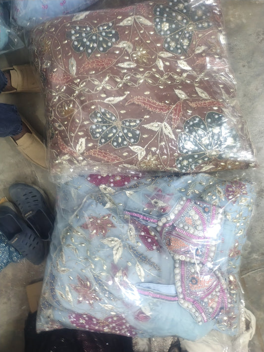 Green Brown Blue crop top Lehenga