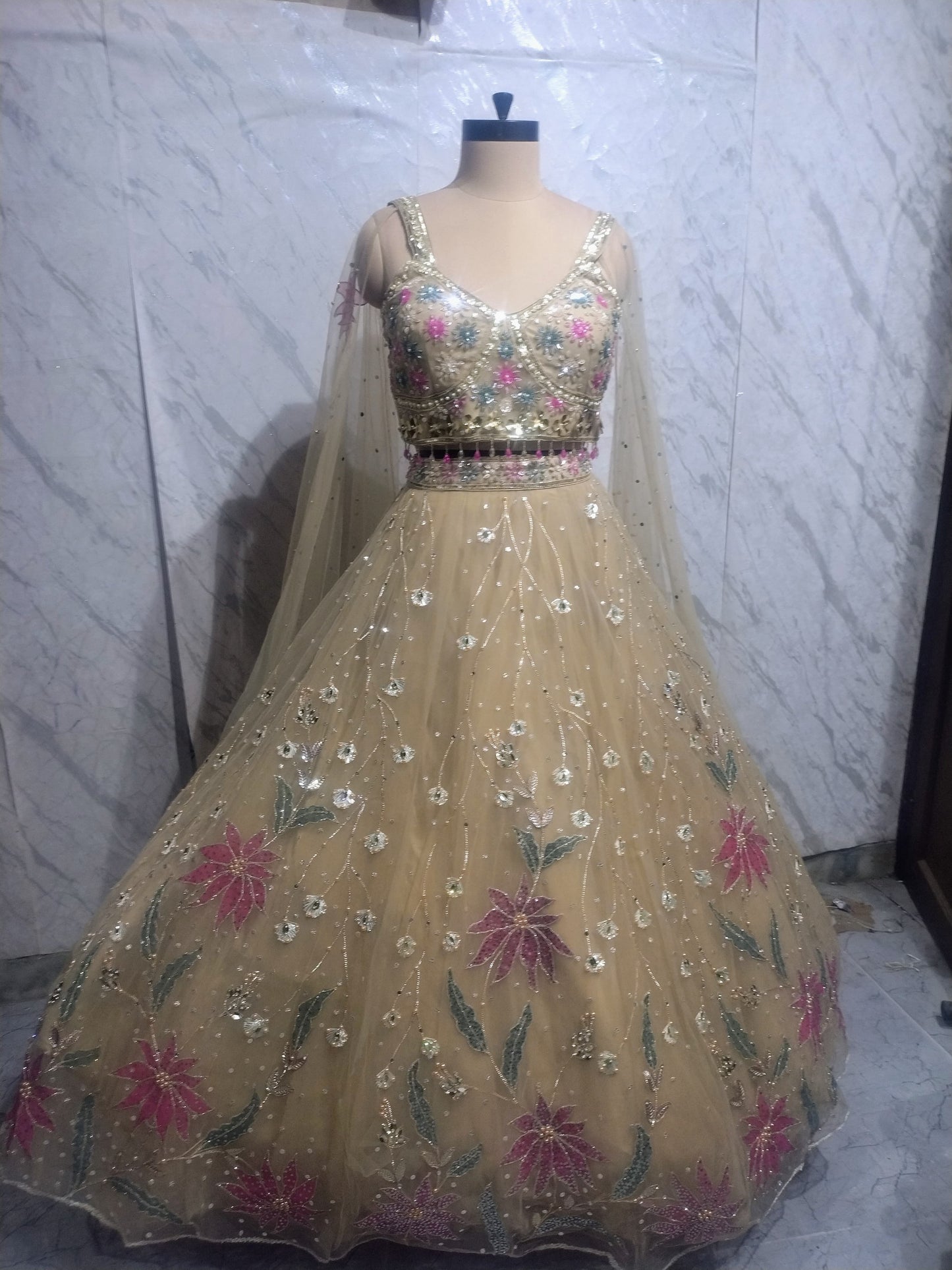 Sky Blue Pdp crop top Lehenga