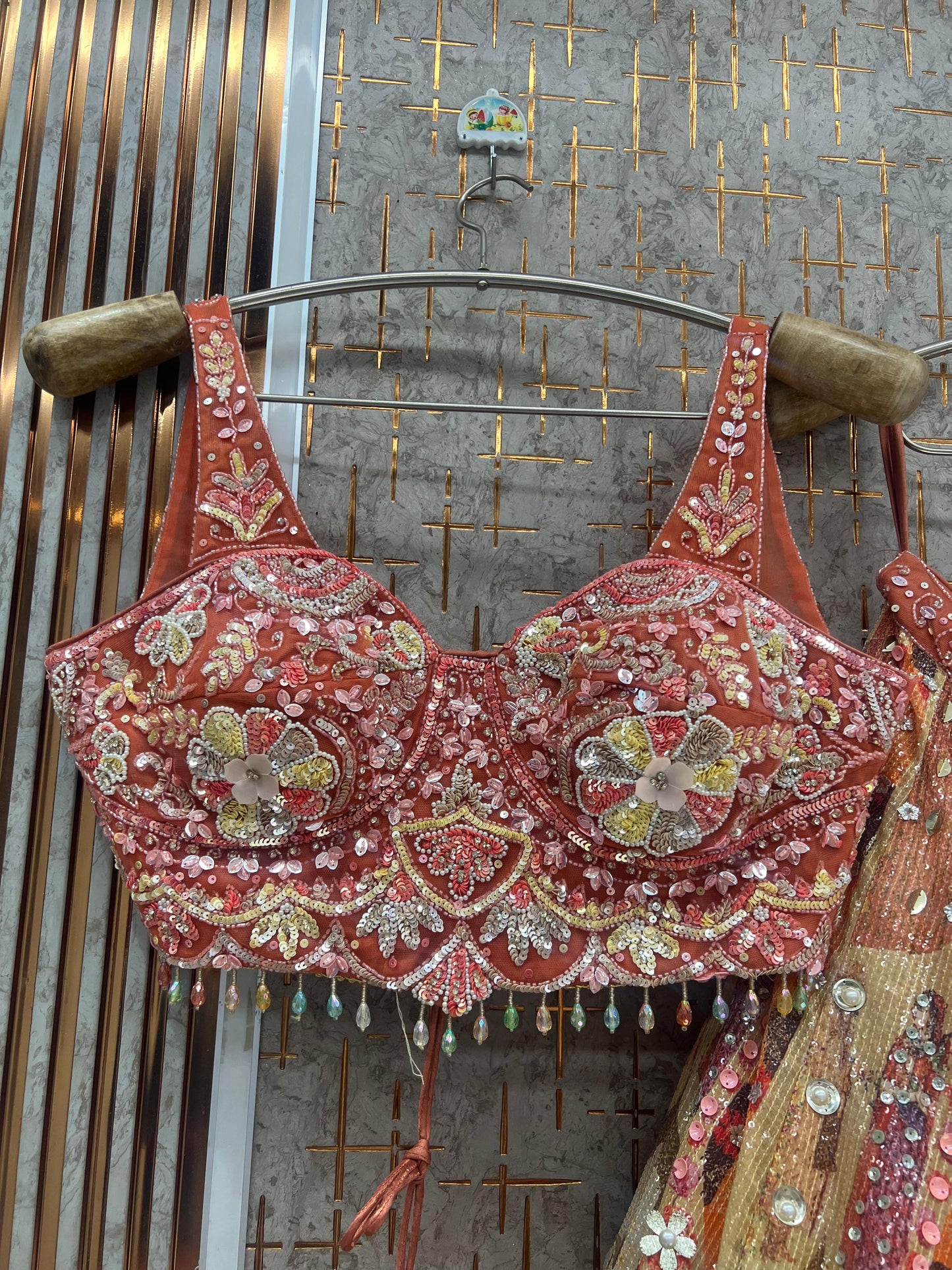Rust Orange Pdp crop top Lehenga