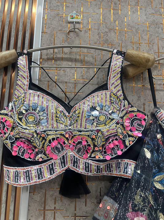 Black Pdp crop top Lehenga