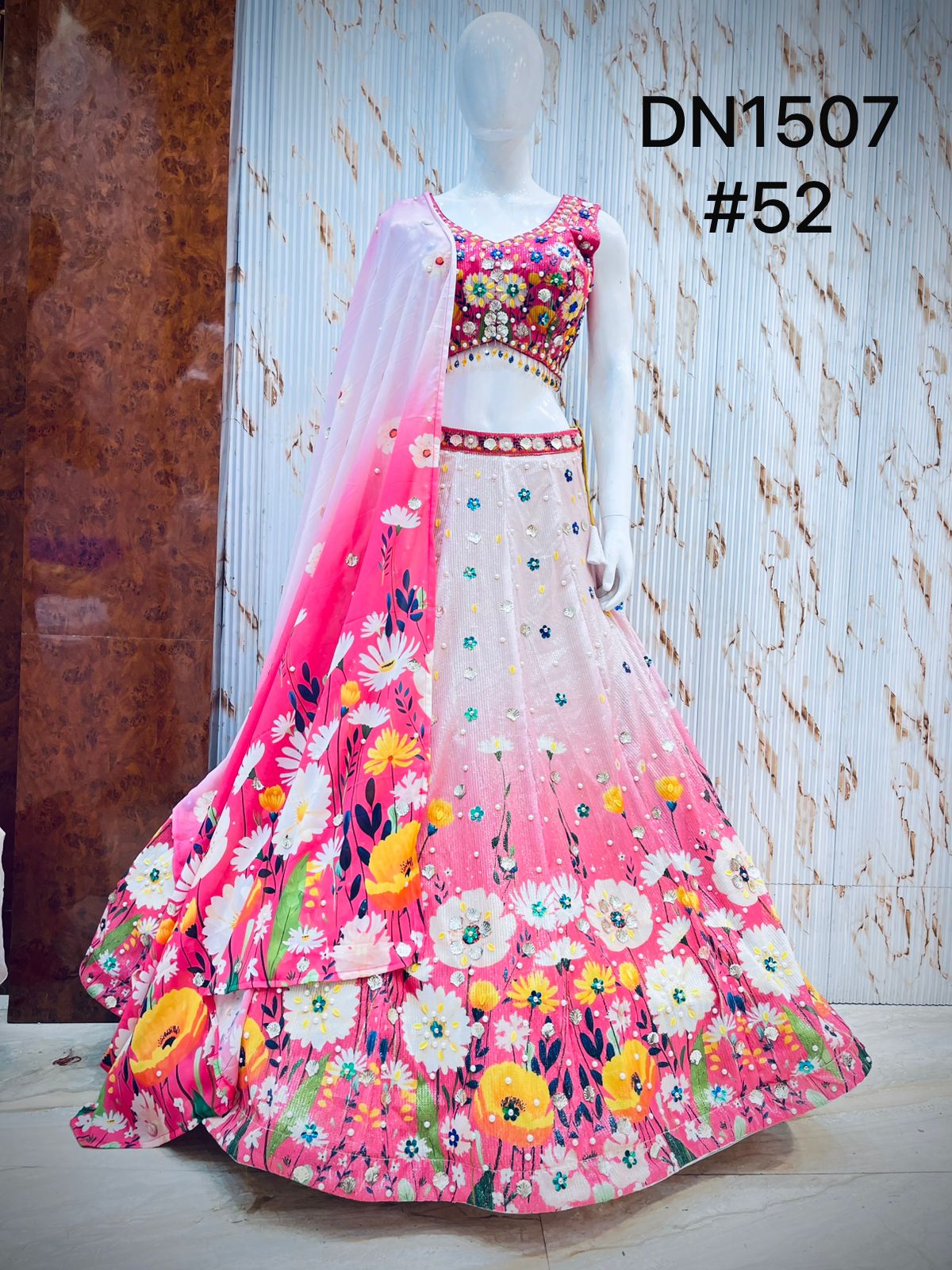 Pink Crop Top Lehenga