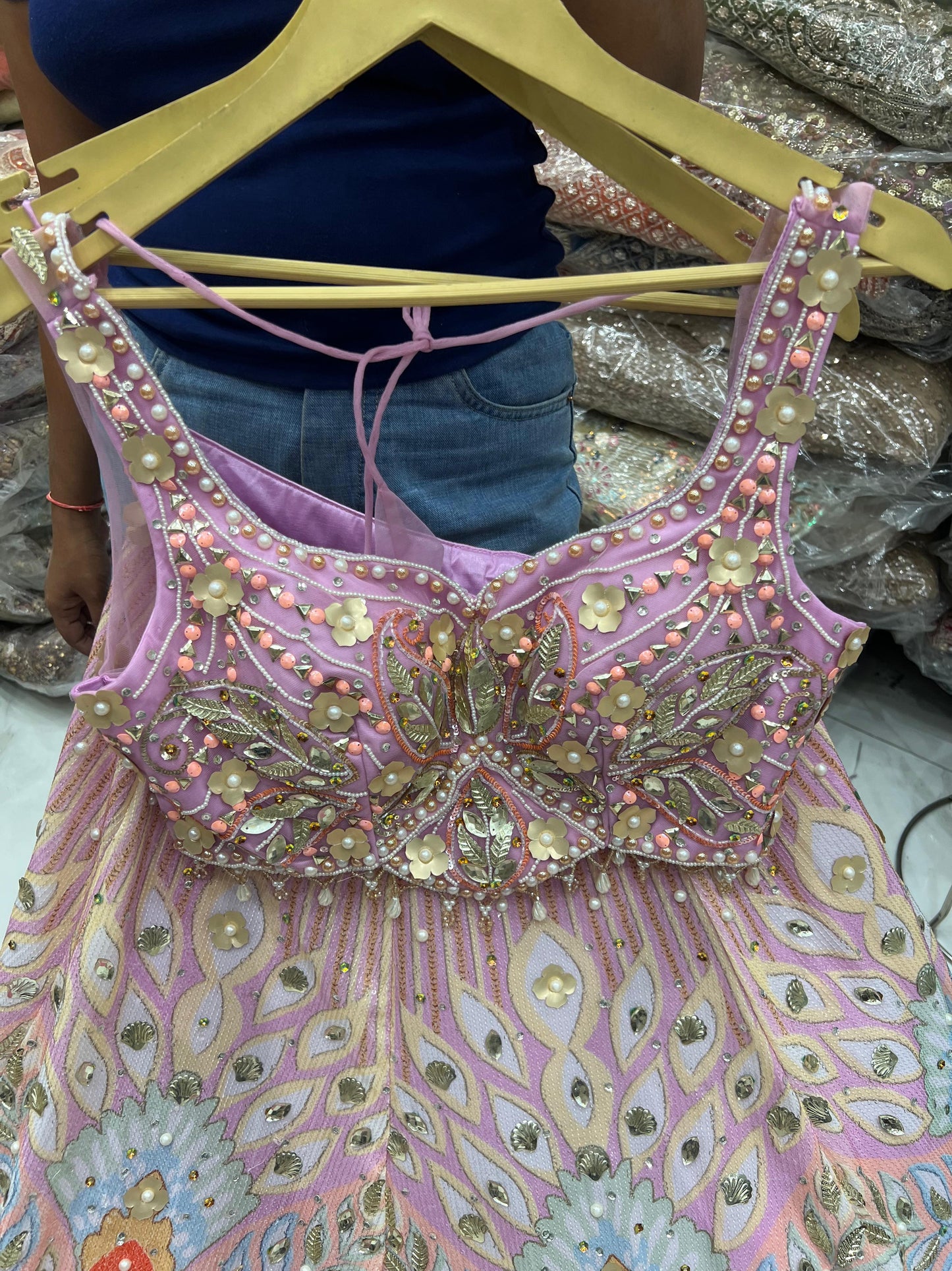 Hot pink pdp Crop Top Lehenga