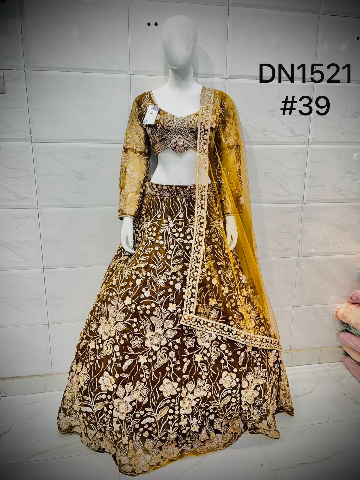 Mustard Crop Top Lehenga