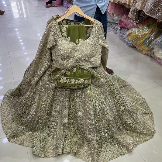 Mehendi green Crop Top Lehenga