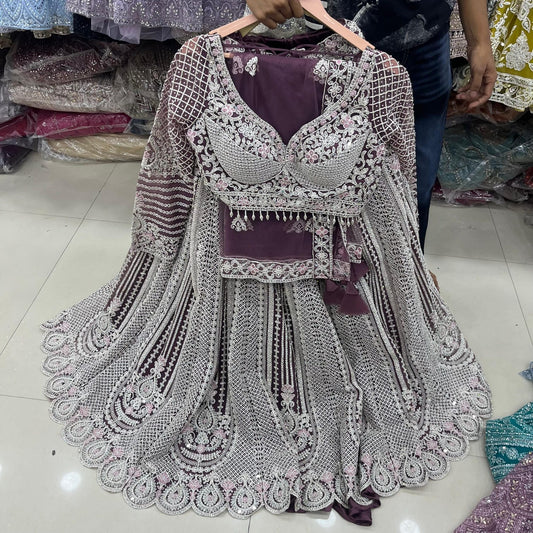 Yellow Crop Top Lehenga