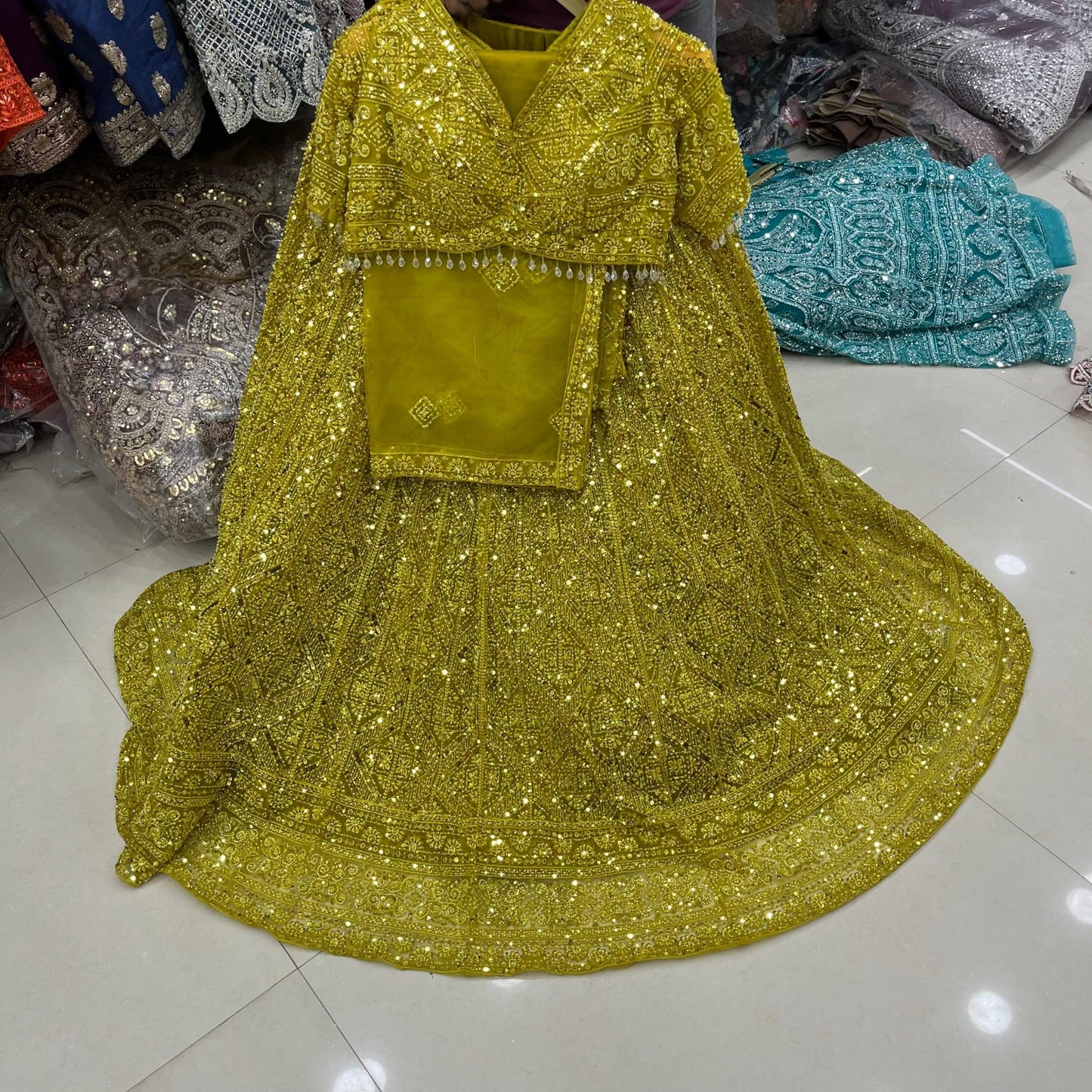 Lavender Crop Top Lehenga