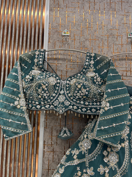Sea Green Crop Top Lehenga