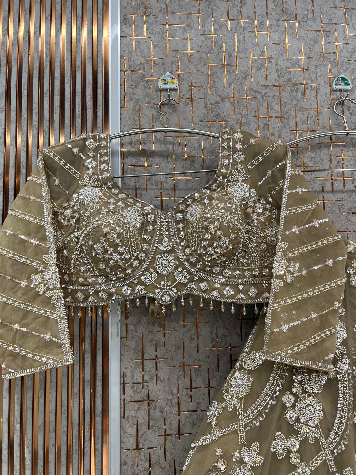 Rust Brown Crop Top Lehenga