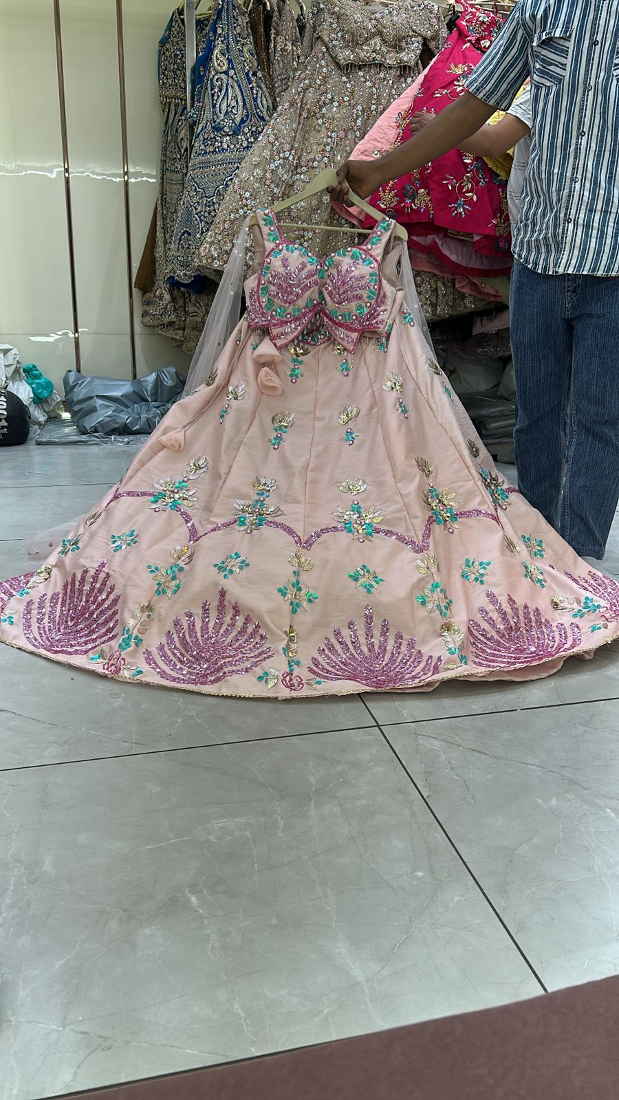 Baby Pink Pdp Crop Top Lehenga
