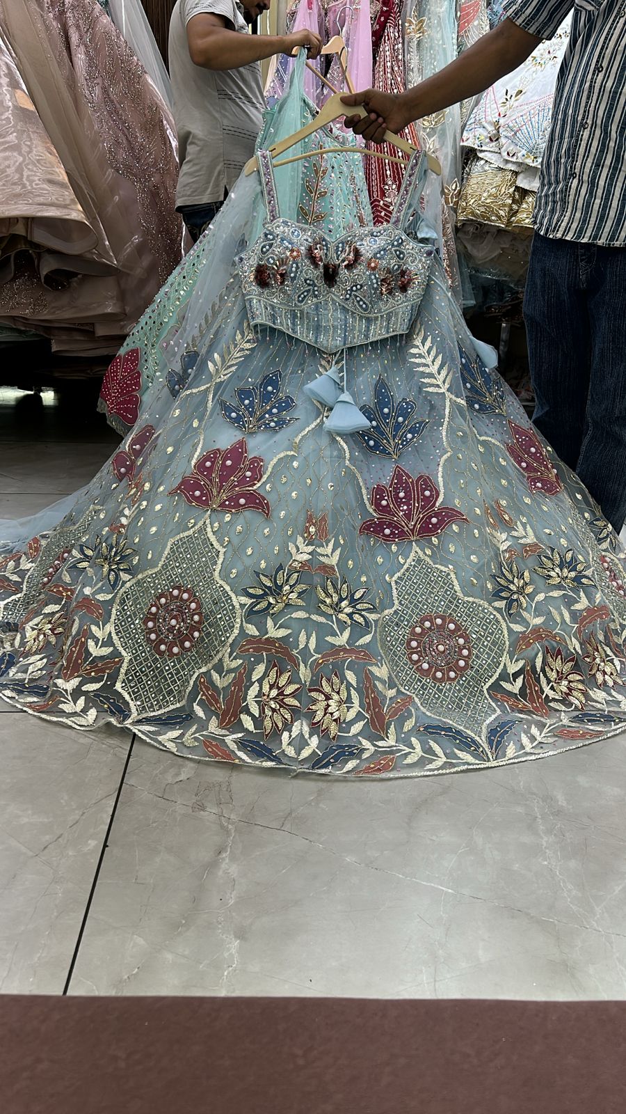 Sky Blue Pdp Crop Top Lehenga