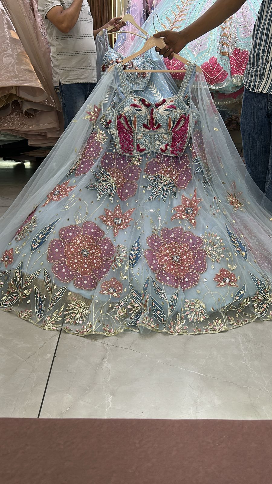 Sky Blue Pdp Crop Top Lehenga