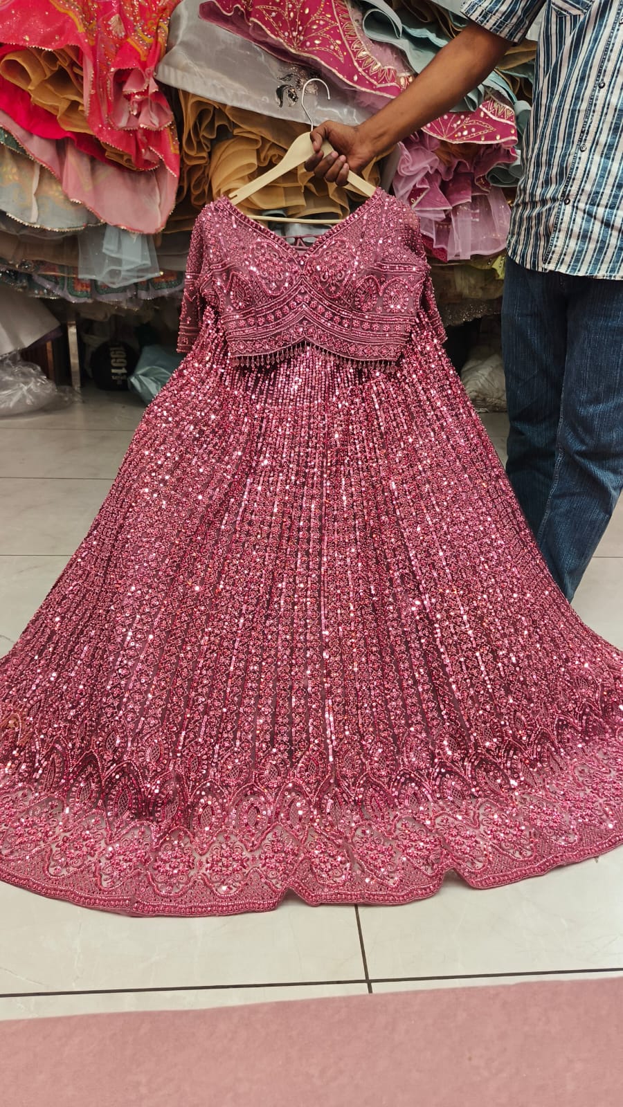 Pink On Pink Monotone Crop Top Lehenga