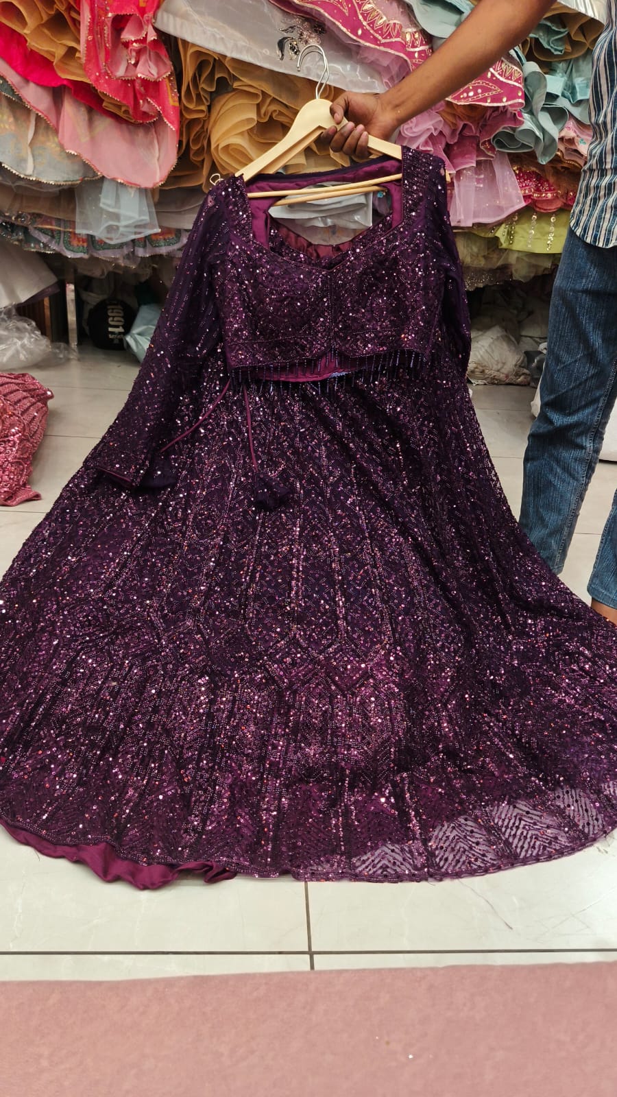 Purple On Purple Monotone Crop Top Lehenga