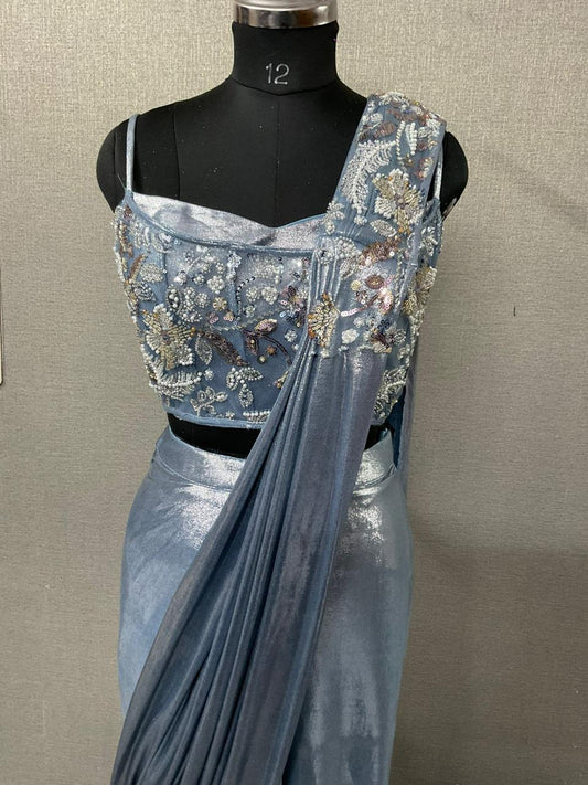 Sky Blue Drape Saree
