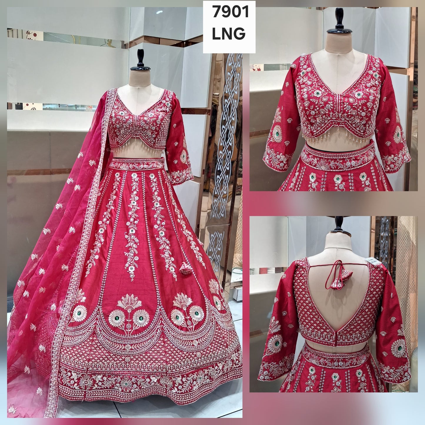 Hot Pink Crop Top Lehenga