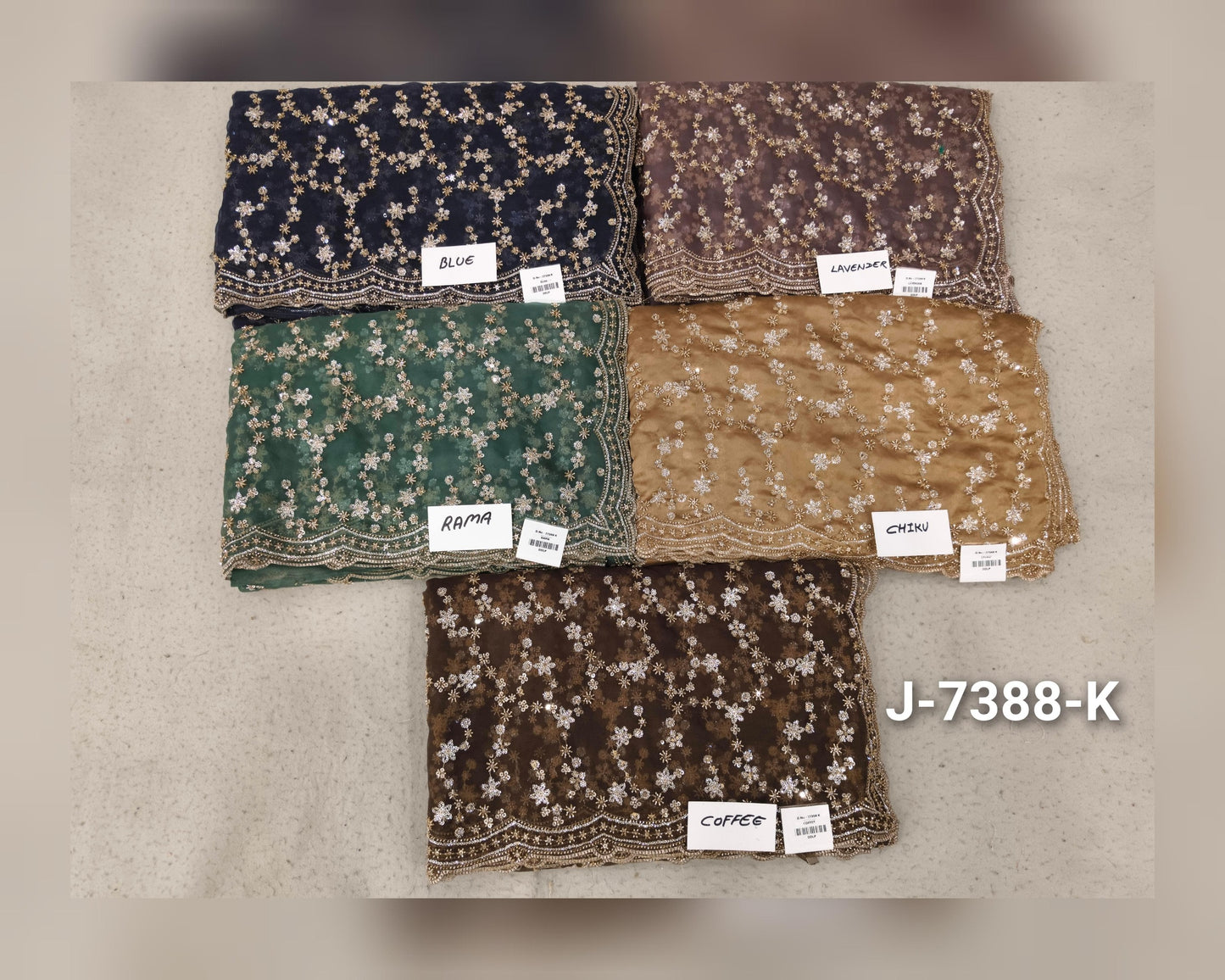 Blue Lavender Rama Green Chiku golden Coffee Brown Saree