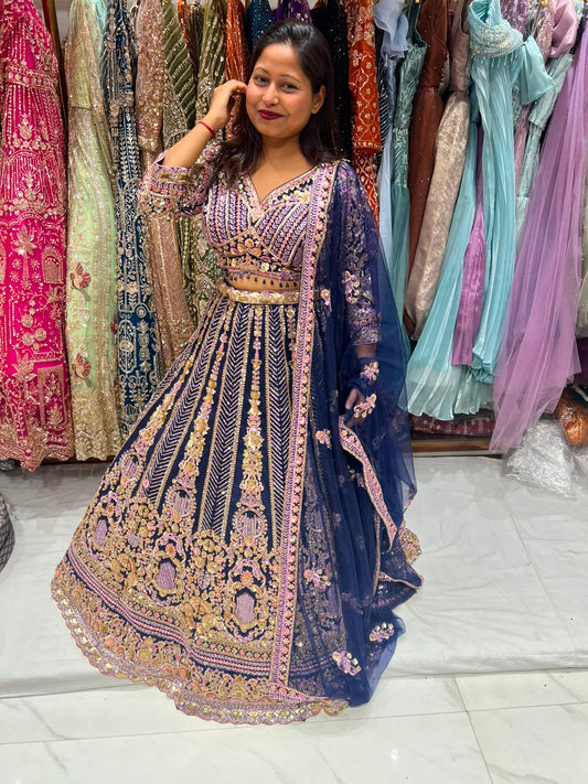 Purple Crop Top Lehenga