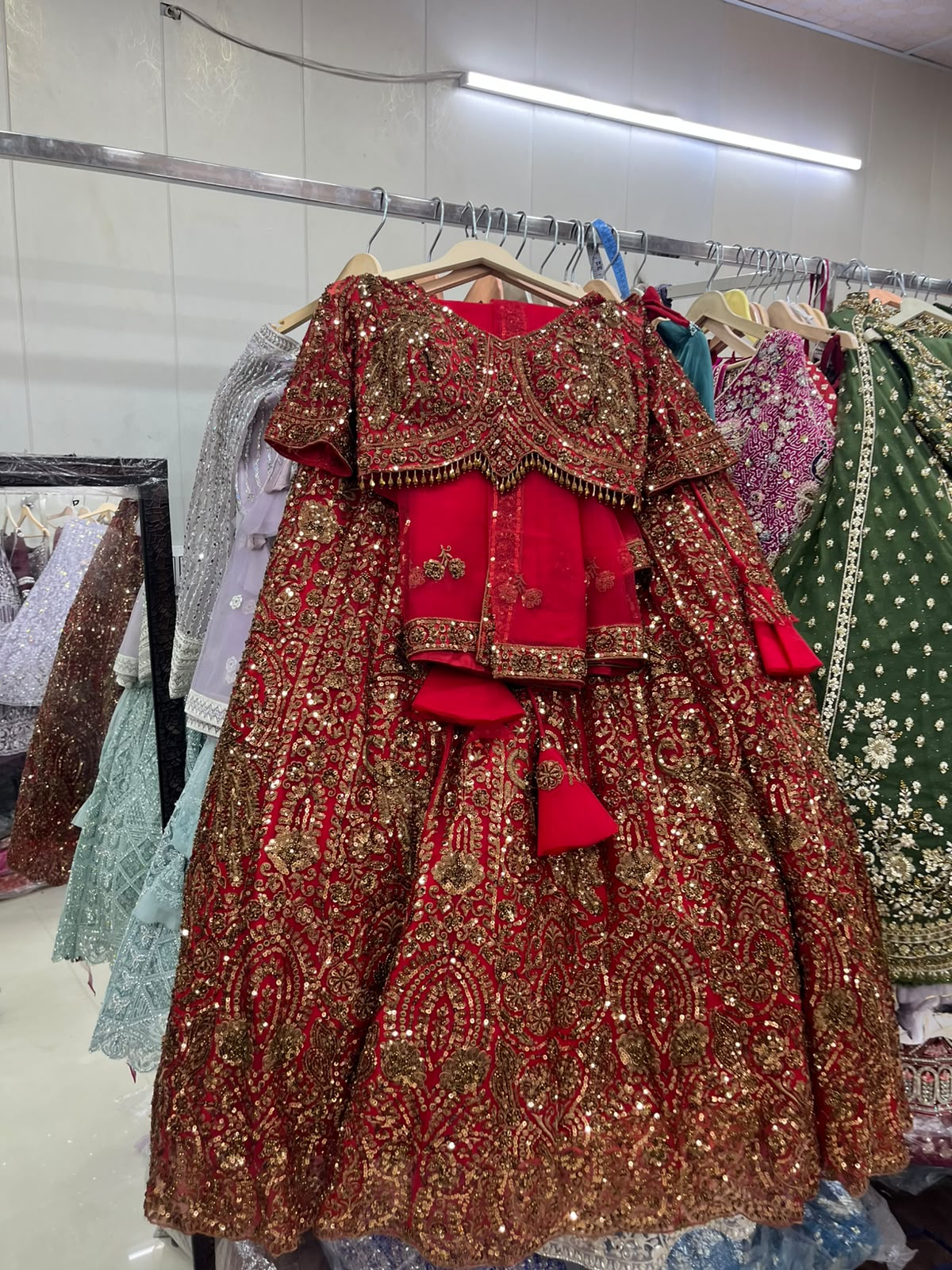 Rust Orange Crop Top Lehenga