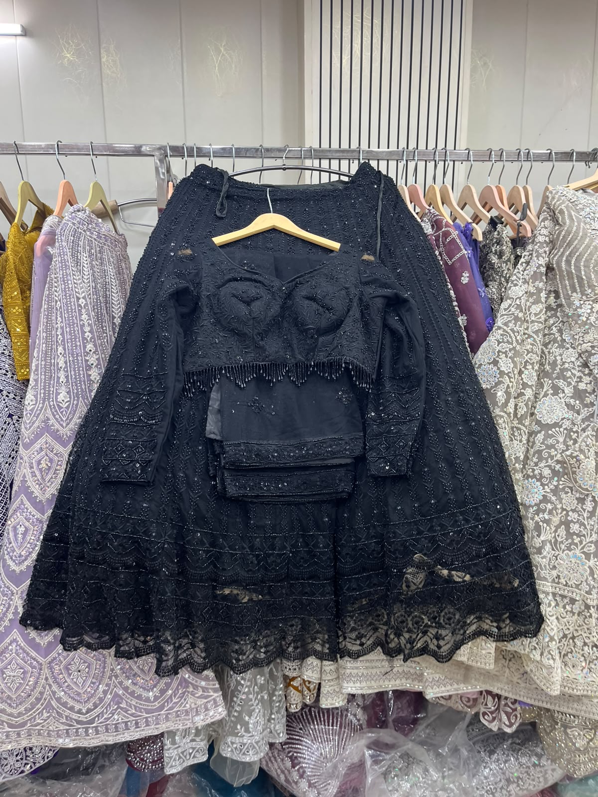 Black Crop Top Lehenga