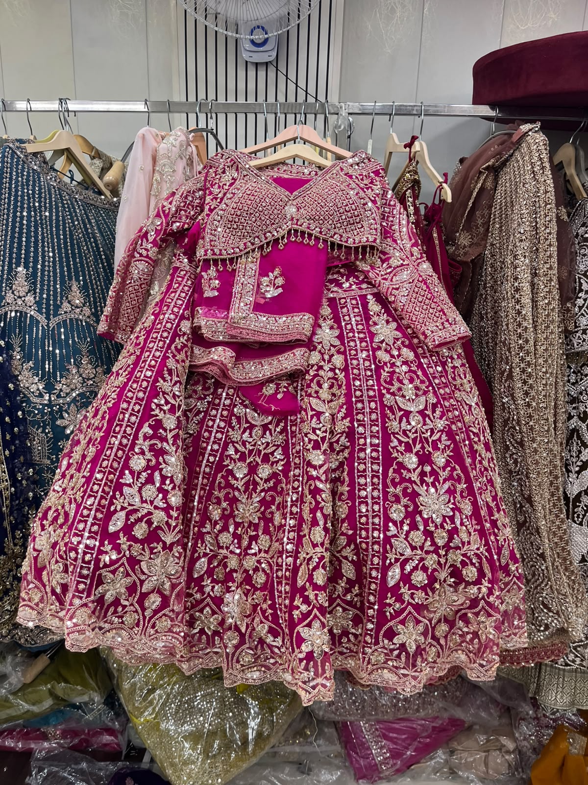 Hot Pink Crop Top Lehenga
