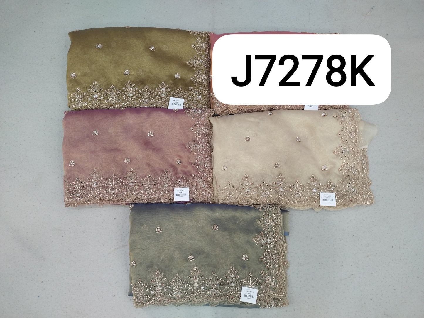 White Sky Blue Pink Golden Peach Green Saree