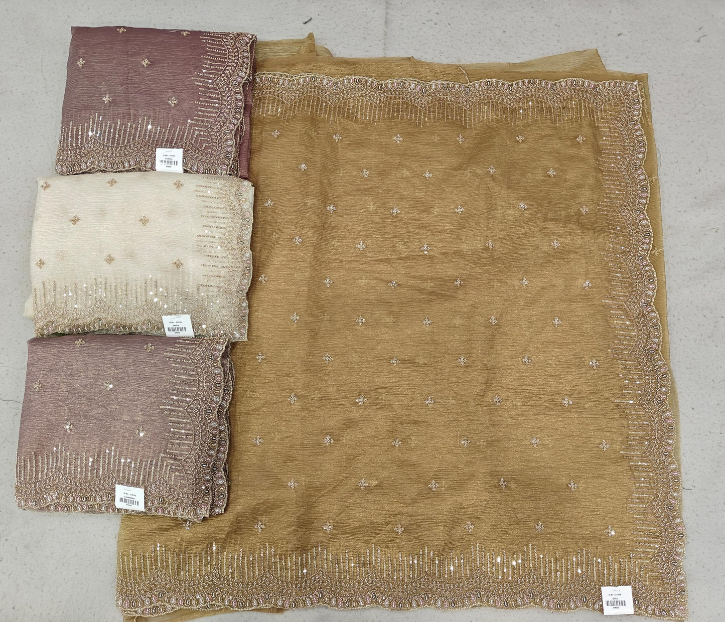 Golden White Purple Brown Saree