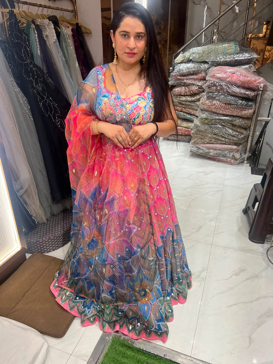 Pink Pdp crop top Lehenga