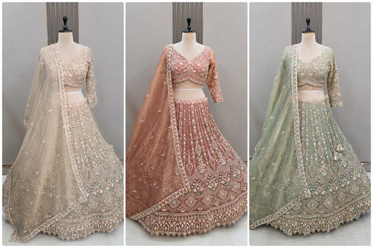 Peach Pink Crop Top Lehenga