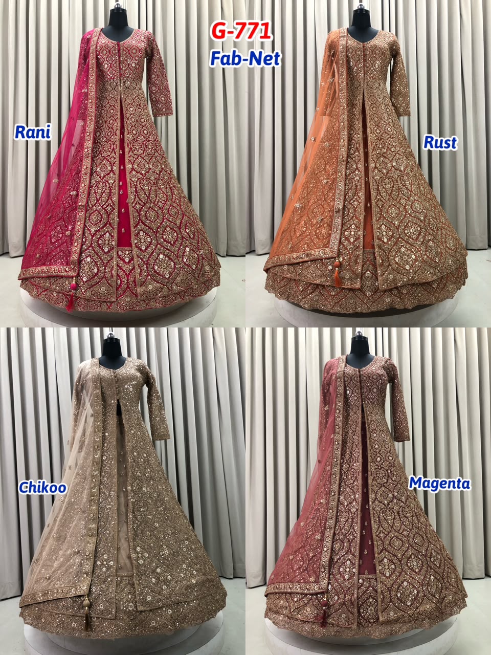 Golden Rani Pink Rust Orange Magenta long Dress Farshi Gaharara Dress Special