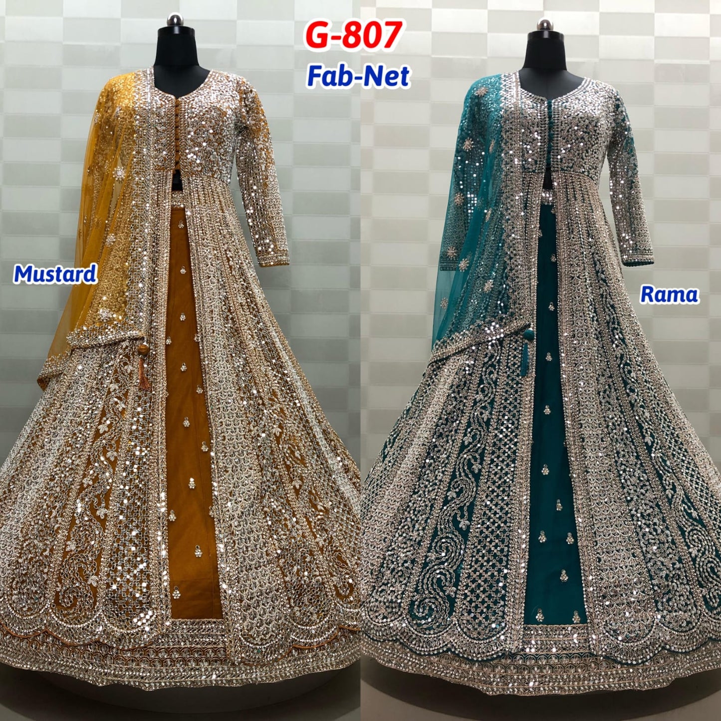 Mustard Rama Green Net long Dress Farshi Gaharara Dress Special