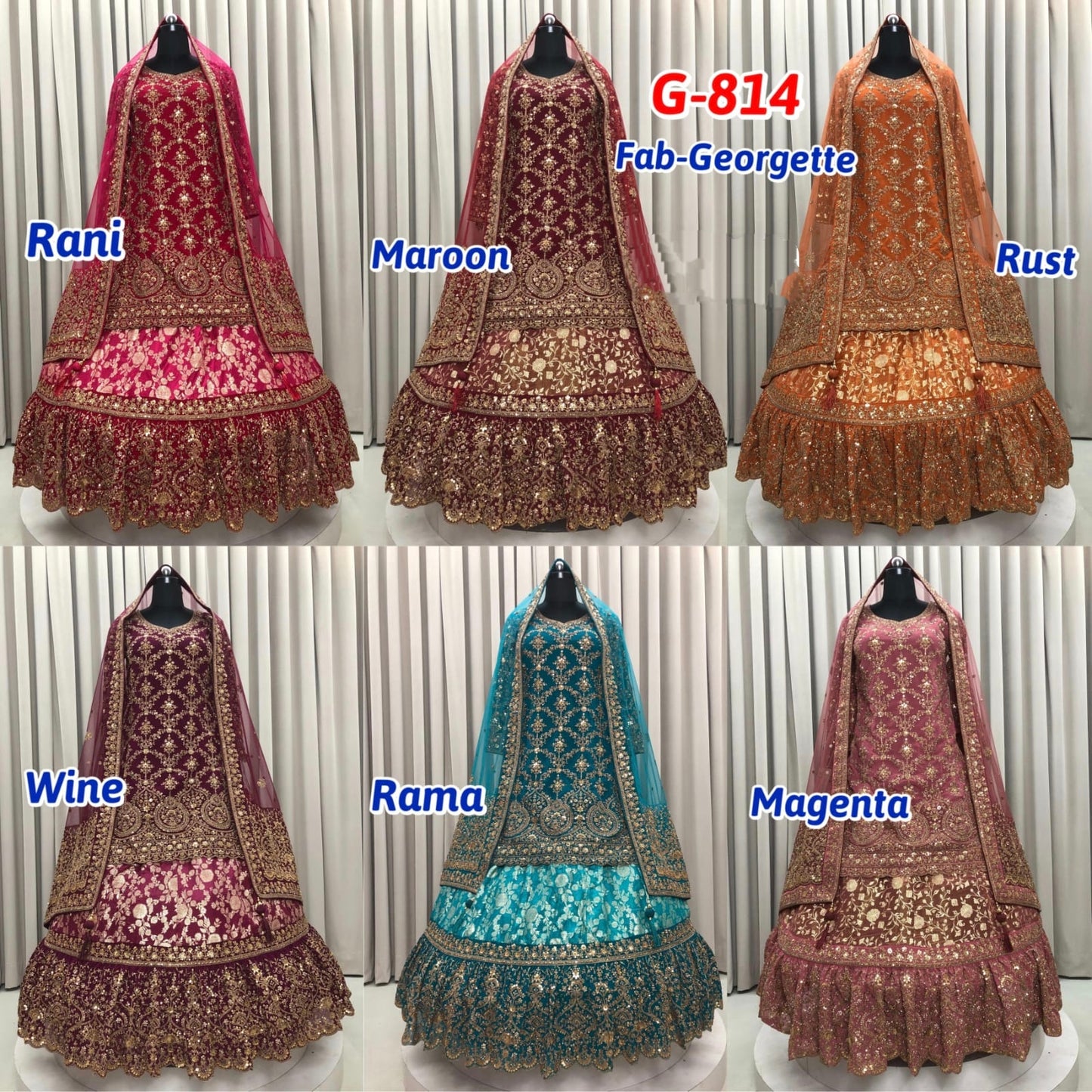 Rani Pink Maroon Rust Orange Wine Rama Green Magenta Georgette long Dress Farshi Garara Dress Special